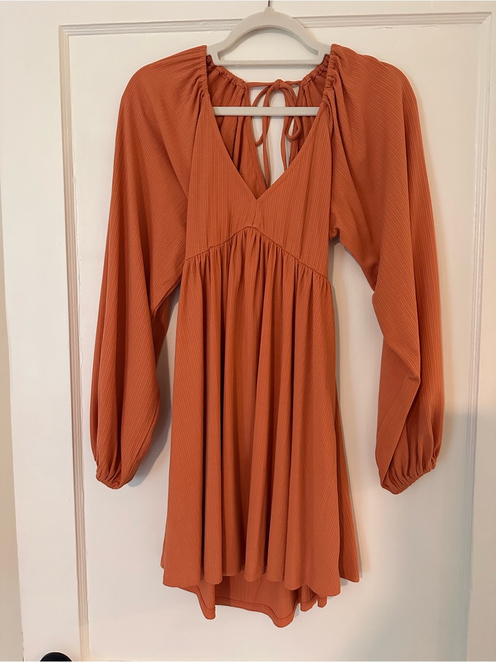 Lovers + Friends Ribbed V-Neck Dress in Orange